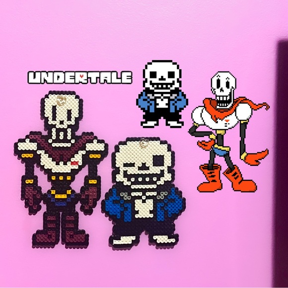 Undertale Sans and Papyrus, Perler bead sprites, wall art. Gift idea/Room decor. - Picture 1 of 3